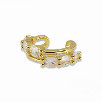 Gold Oval Cubic Zirconia Ear Cuff