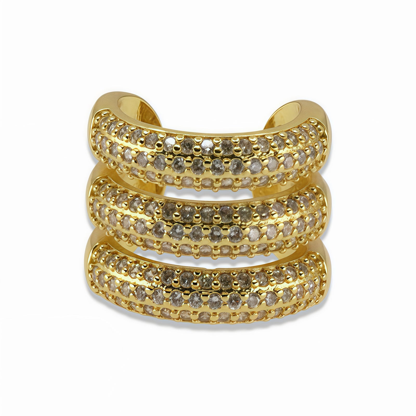 Gold Triple Pavé Ear Cuff
