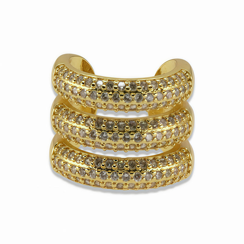 Gold Triple Pavé Ear Cuff