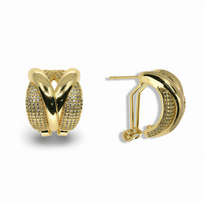 14k Gold Filled Pavé Crystal Crossover Statement Earrings