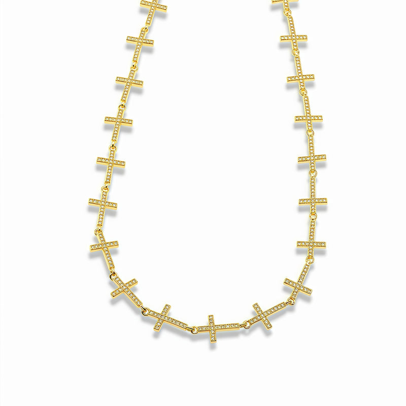 Gold Pavé Cross Necklace