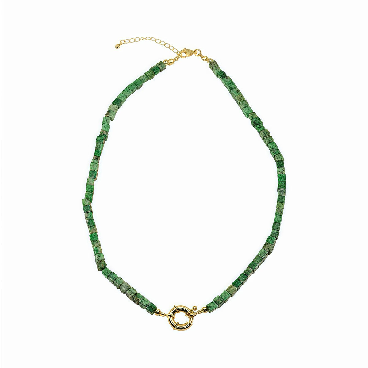 Natural Gemstone Necklace With Interchangeable Donut Lock And 14k Gold Filled Clasp