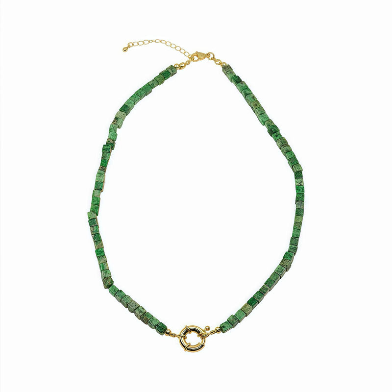 Natural Gemstone Necklace With Interchangeable Donut Lock And 14k Gold Filled Clasp