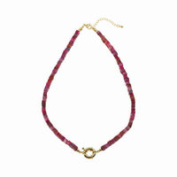 Natural Gemstone Necklace With Interchangeable Donut Lock And 14k Gold Filled Clasp