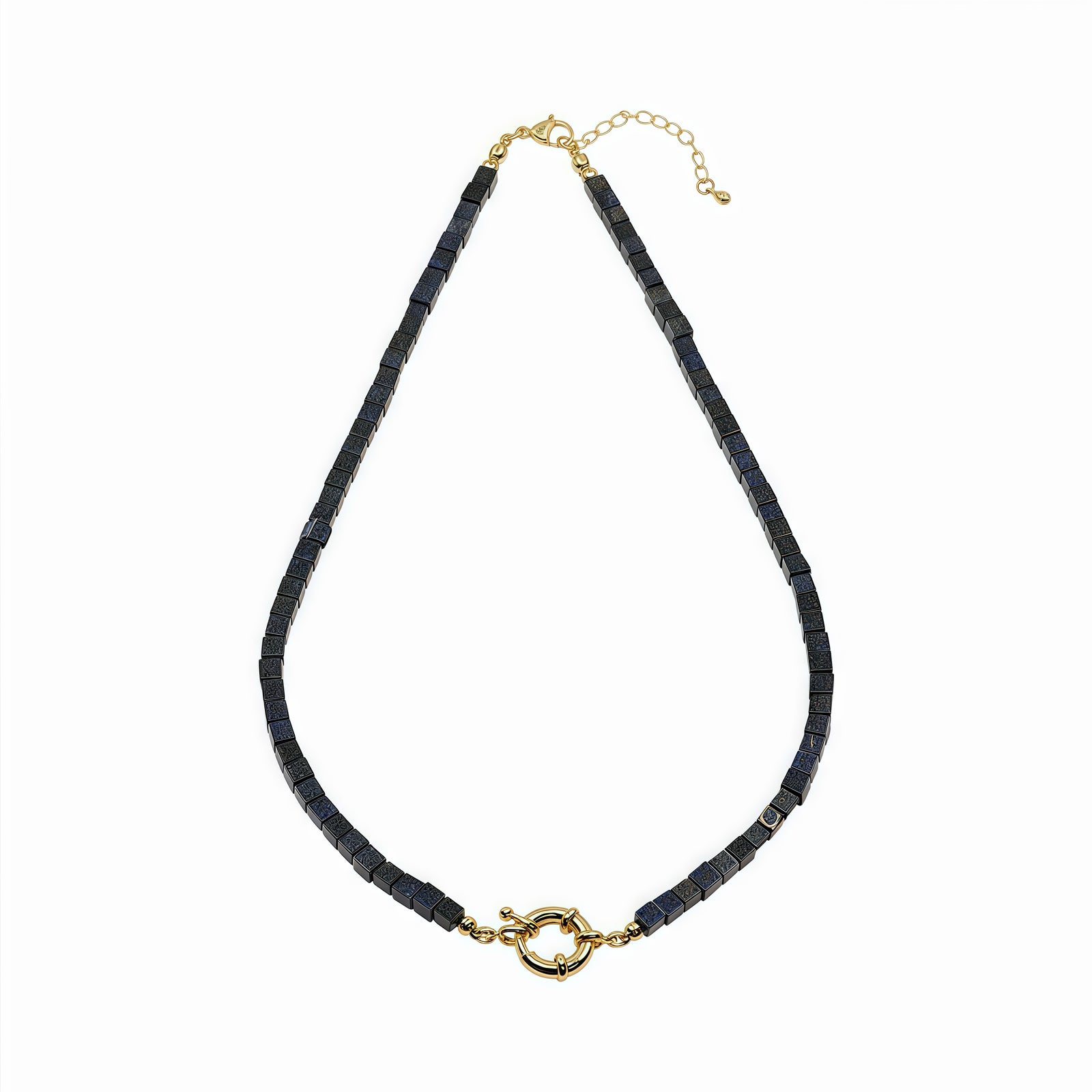 Natural Gemstone Necklace With Interchangeable Donut Lock And 14k Gold Filled Clasp