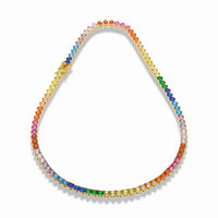 14K Gold-Plated Multicolor 5A Cubic Zirconia Tennis Necklace