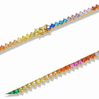 14K Gold-Plated Multicolor 5A Cubic Zirconia Tennis Necklace