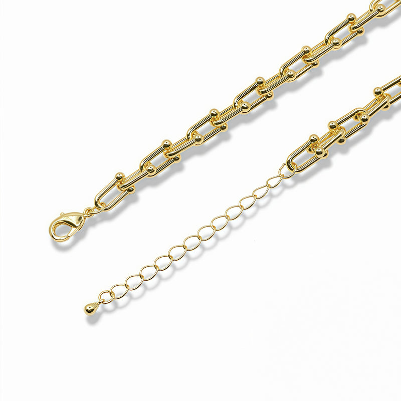 Golden Beaded Paperclip Necklace