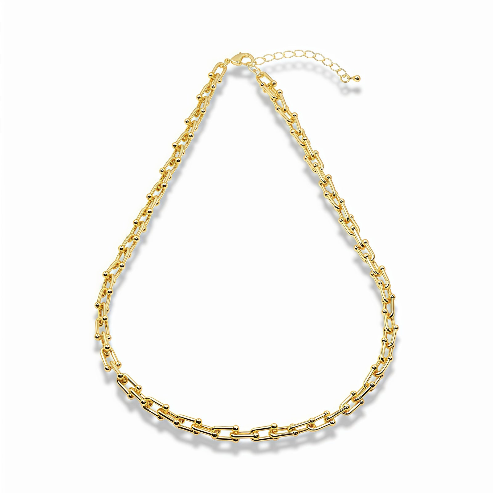 Golden Beaded Paperclip Necklace
