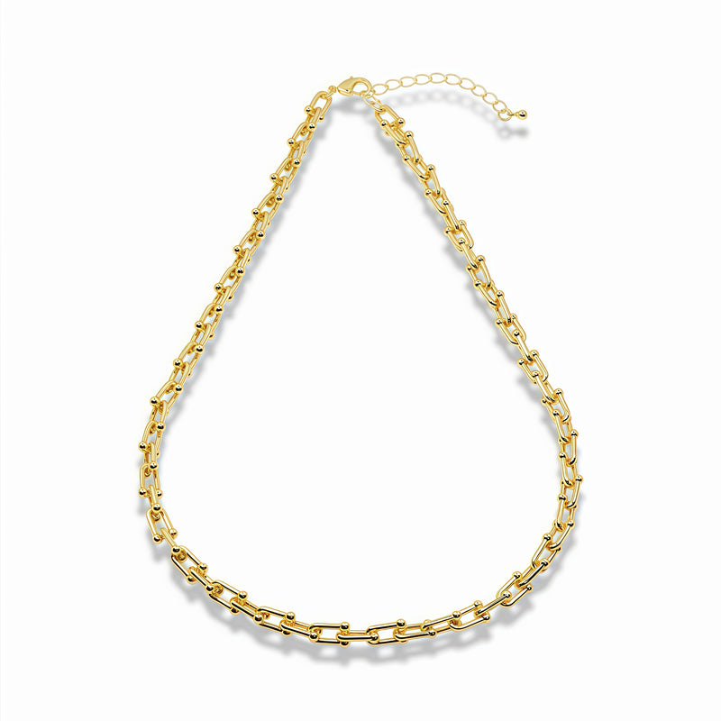 Golden Beaded Paperclip Necklace