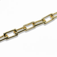 14K Gold-Plated Chunky Paperclip Chain Necklace with Pavé Cubic Zirconia Link