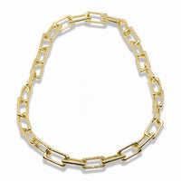 14K Gold-Plated Chunky Paperclip Chain Necklace with Pavé Cubic Zirconia Link