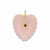 Quartz Heart Sea Shell Pendant With 14k Gold Plated Hook