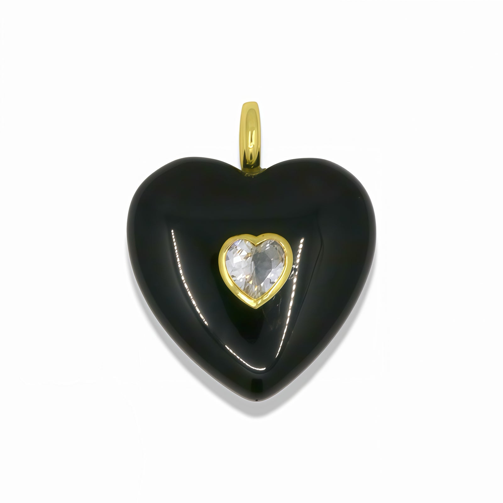 Heart Quartz Pendant With 14k Gold Plated Hook