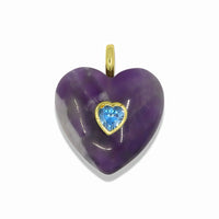 Heart Quartz Pendant With 14k Gold Plated Hook