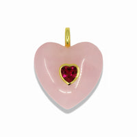 Heart Quartz Pendant With 14k Gold Plated Hook