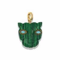 Tiger Eye Cat Pendant With 14k Gold Plated Hook