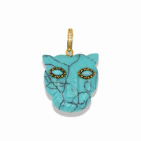 Tiger Eye Cat Pendant With 14k Gold Plated Hook