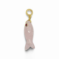 Fish Quartz Pendant With 14k Gold Plated Hook