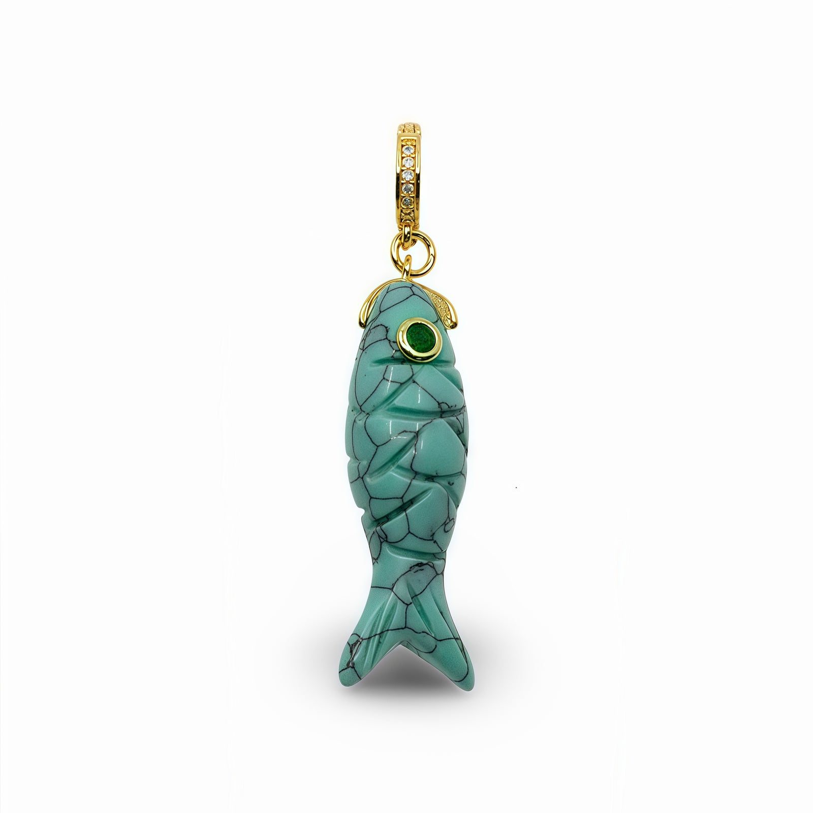 Fish Quartz Pendant With 14k Gold Plated Hook