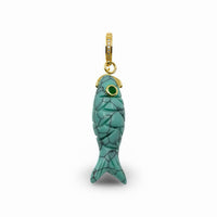 Fish Quartz Pendant With 14k Gold Plated Hook