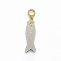 Fish Quartz Pendant With 14k Gold Plated Hook
