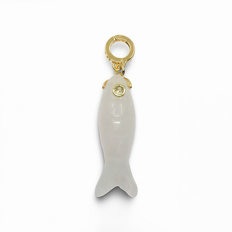 Fish Quartz Pendant With 14k Gold Plated Hook