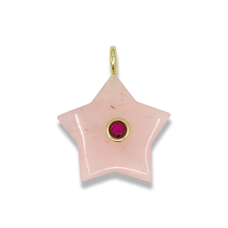 Quartz Star Pendant With 14k Gold Plated Hook