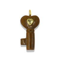 White Quartz Key Pendant With 14k Gold Plated Hook