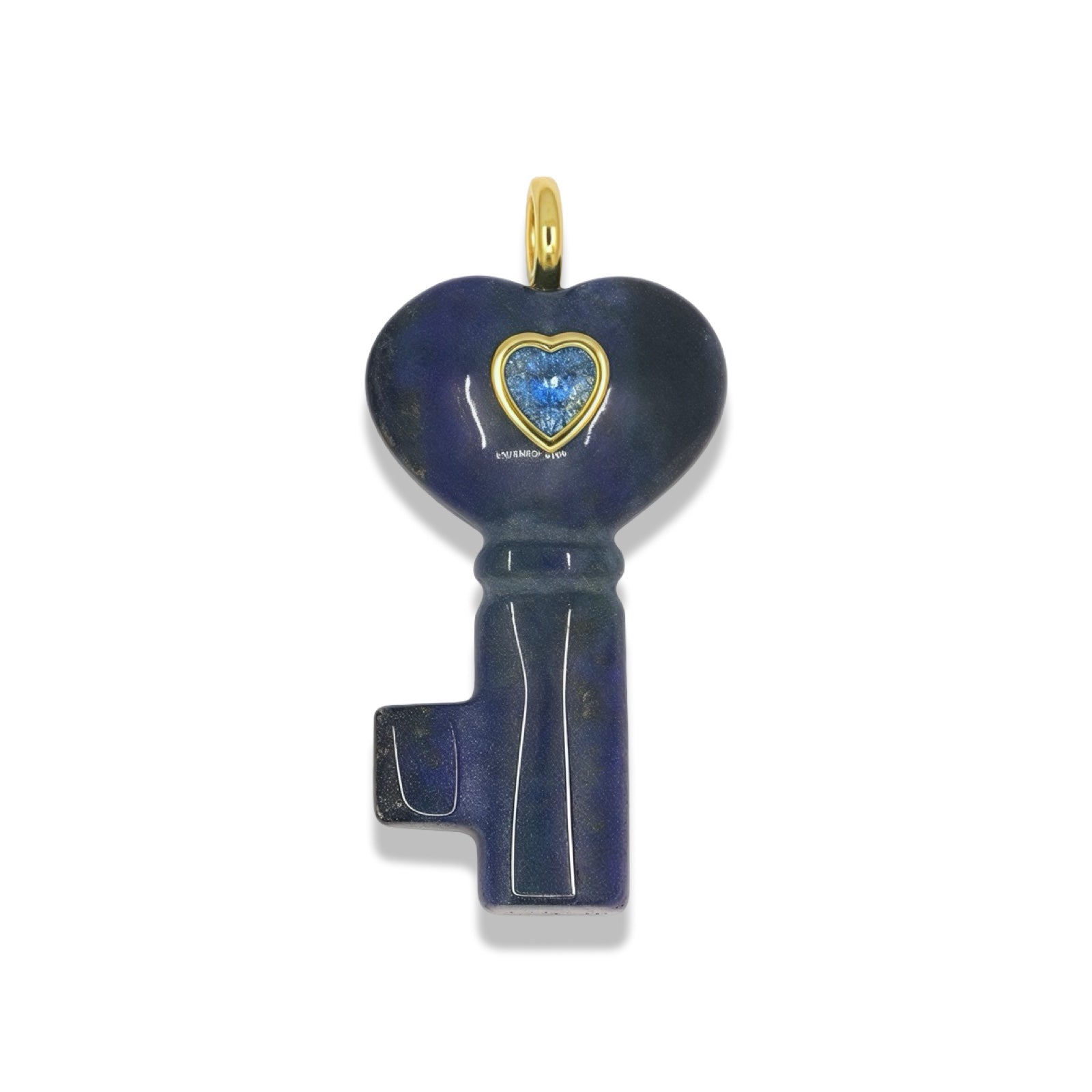 White Quartz Key Pendant With 14k Gold Plated Hook