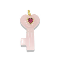 White Quartz Key Pendant With 14k Gold Plated Hook
