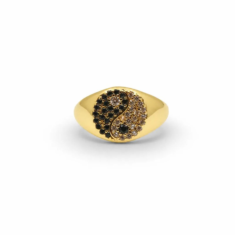 Yin Yang Adjustable Pinky Ring – Gold & Silver