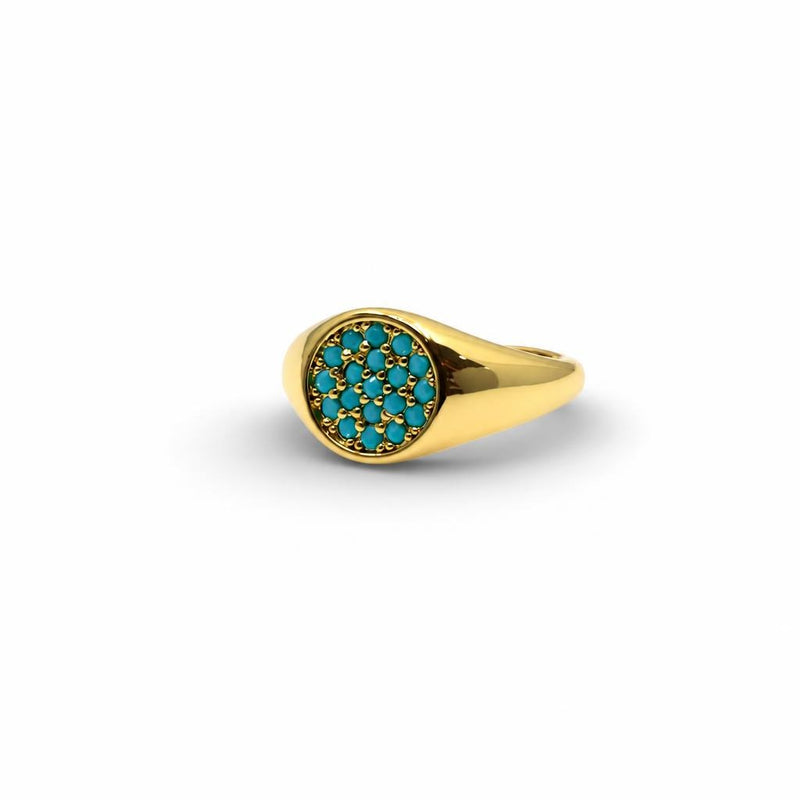 Color Pavé Signet Adjustable Pinky Ring