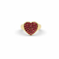 Heart Pavé Signet Adjustable Pinky Ring