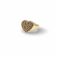 Heart Pavé Signet Adjustable Pinky Ring