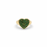 Heart Pavé Signet Adjustable Pinky Ring