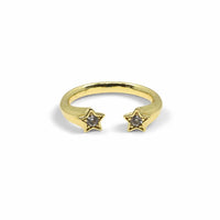 Double Star Crystal Adjustable Ring – Gold & Silver