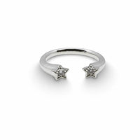 Double Star Crystal Adjustable Ring – Gold & Silver