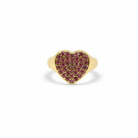 Heart Pavé Signet Adjustable Pinky Ring