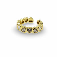 Bezel-Set Heart Zirconia Adjustable Ring – Gold & Silver