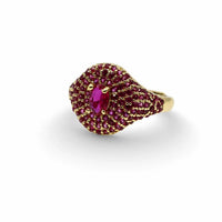 Oval Center Pavé Zirconia Adjustable Statement Ring