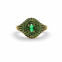 Oval Center Pavé Zirconia Adjustable Statement Ring