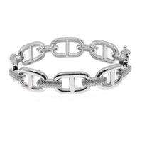 GG STYLE PAVE CZ HINGED BANGLE BRACELET- DOUBLE G DESIGN