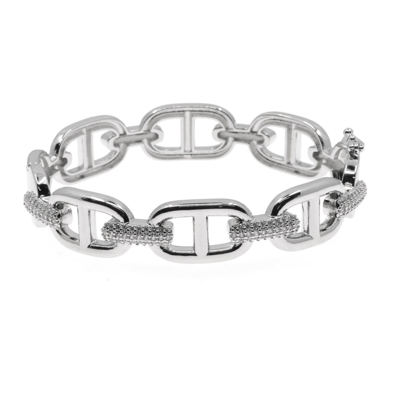 GG STYLE PAVE CZ HINGED BANGLE BRACELET- DOUBLE G DESIGN