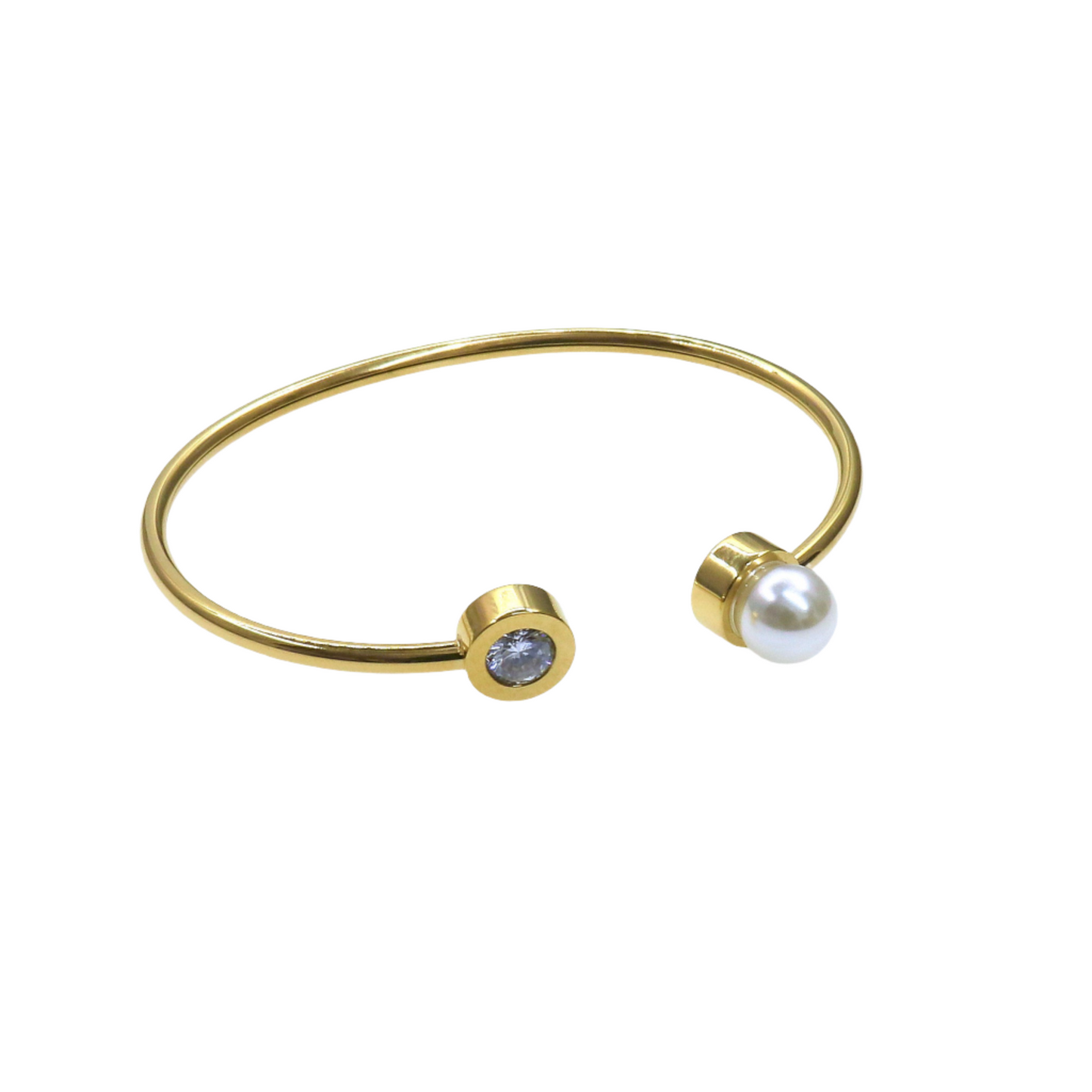 PEARL AND ZIRCONIA GOLDEN BANGLE
