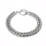Stainless steel Cuban link bracelet with toggle clasp, sleek and durable design for stylish wear