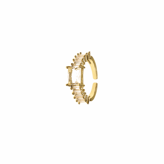 Gold adjustable RING CLEAR STONES crystals resembling an engagement ring