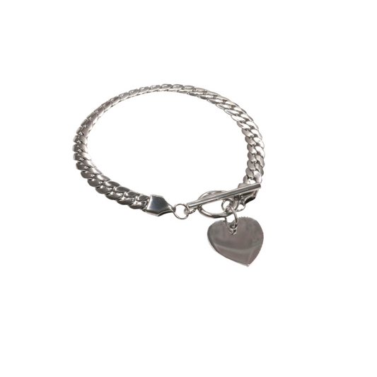 STEEL FLAT LOVE HAVANA LINK BRACELET