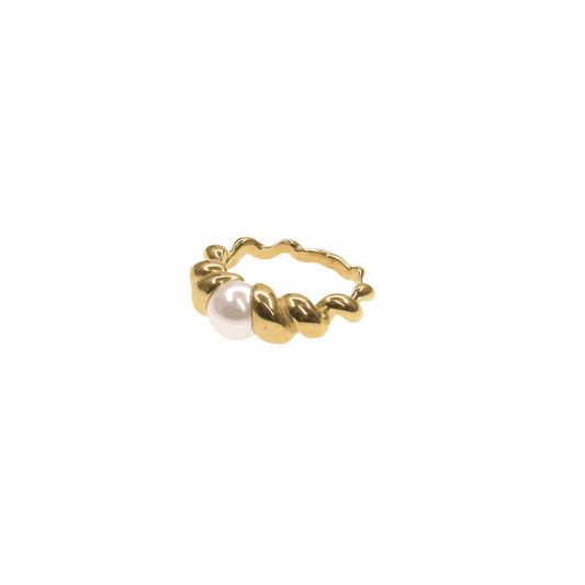 TWIST RIVER PEARL GOLD & SILVER RING