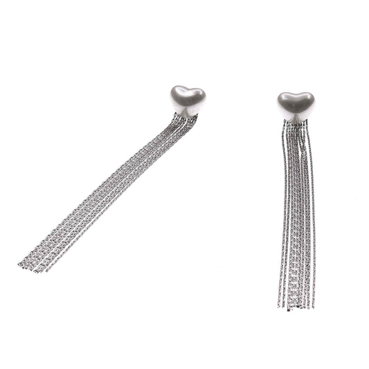 PEARL RAIN EARRING with stainless steel design and delicate pearl accents.